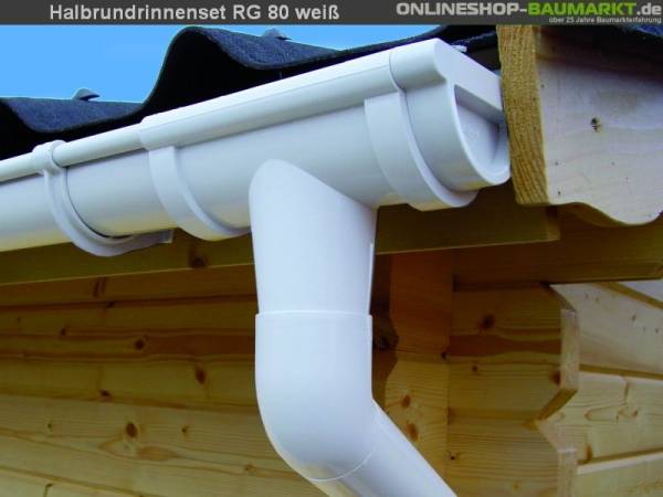 Dachrinnen Set RG 80 weiß 4 x 350 cm Walmdach Dachrinnen Set RG 80 weiß 4 x 350 cm Walmdach