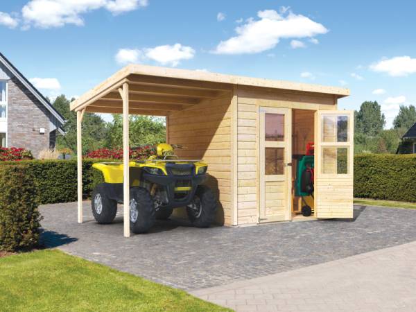 Karibu Gerätehaus Merseburg 4 SET mit Anbaudach Karibu Gerätehaus Merseburg 4 SET mit Anbaudach