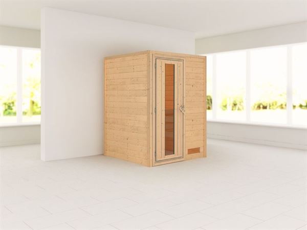 Karibu Woodfeeling Massivholzsauna Svenja 38 mm - energiesparende Tür Karibu Woodfeeling Massivholzsauna Svenja 38 mm - energiesparende Tür