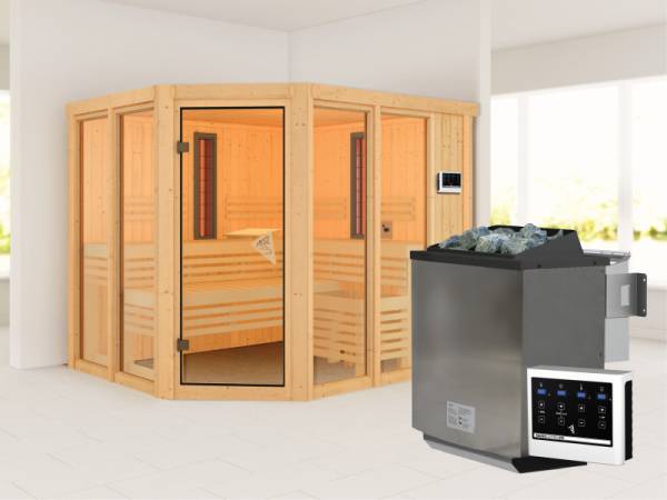 Karibu Multifunktions-Sauna Ava mit 9 kW Bioofen und Infrarotstrahler Karibu Multifunktions-Sauna Ava mit 9 kW Bioofen und Infrarotstrahler