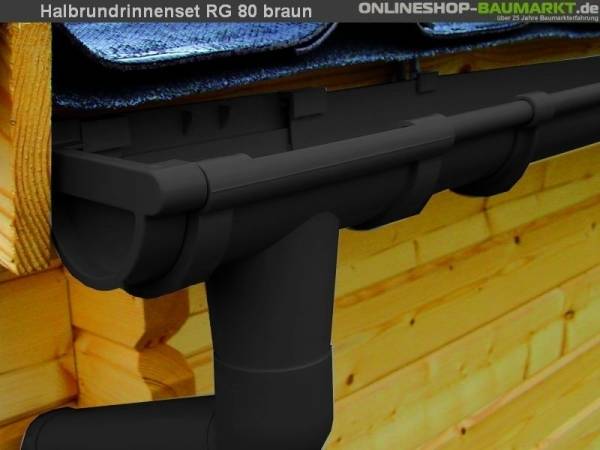 Dachrinnen Set RG 80 braun 4 x 350 cm Walmdach Dachrinnen Set RG 80 braun 4 x 350 cm Walmdach