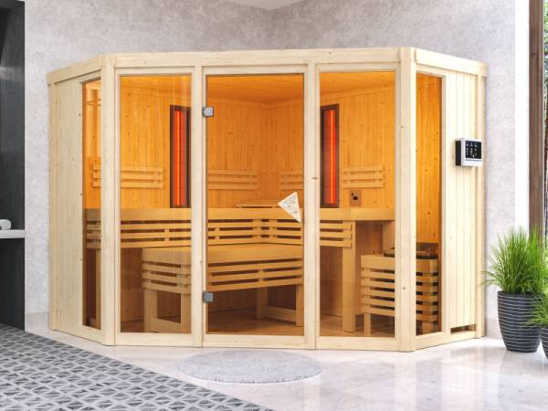 Karibu Multifunktions-Sauna Asta mit 9 kW Ofen und Infrarotstrahler Karibu Multifunktions-Sauna Asta mit 9 kW Ofen und Infrarotstrahler